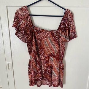 AUM women’s top, multicolored, L, off shoulder